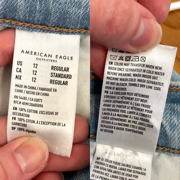 AMERICAN EAGLE '90s Straight Jean Light Wash Ripped Rips High Waisted High Rise - Picture 8 of 16